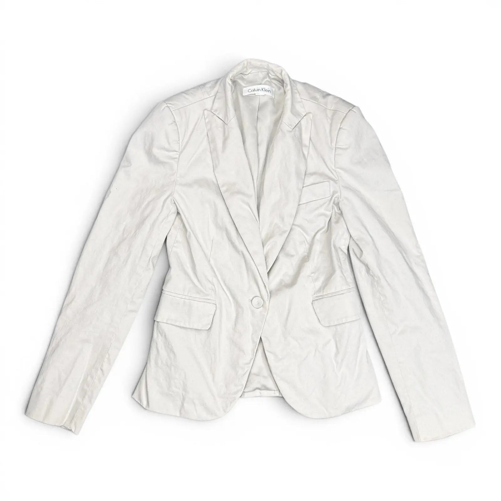 Calvin Klein Single Button Cotton Stretch Blazer Off-White Calvin Klein