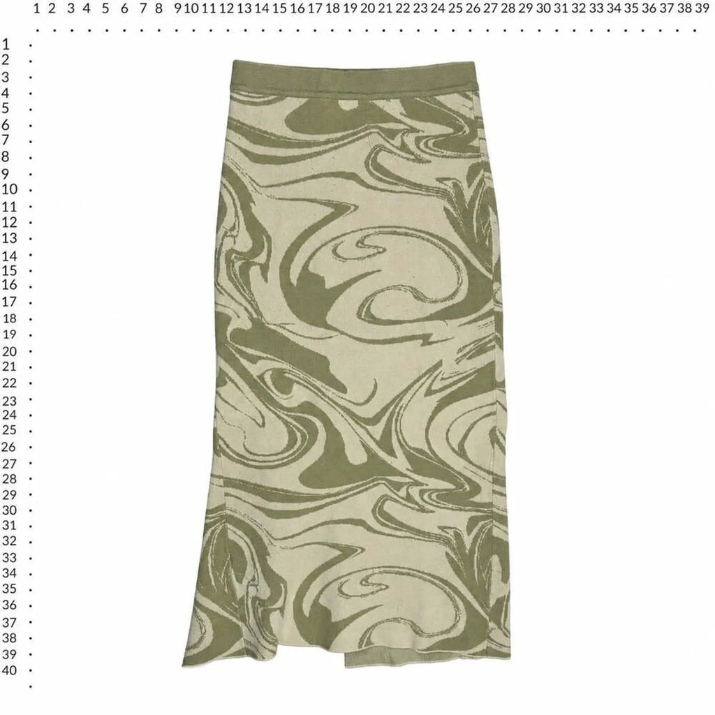 4th + Reckless Size S Green Swirl Print Knit Midi Skirt 4th + Reckless