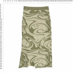 4th + Reckless Size S Green Swirl Print Knit Midi Skirt 4th + Reckless