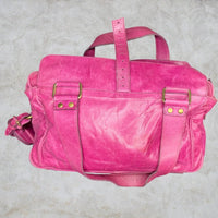 Mulberry Mabel Fuchsia Pink Antiqued Leather Satchel Shoulder Bag Mulberry