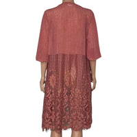 Ember Women's Dusty Rose Open Front Lace Hem Kimono Cardigan - Size M Ember