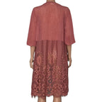 Ember Women's Dusty Rose Open Front Lace Hem Kimono Cardigan - Size M Ember