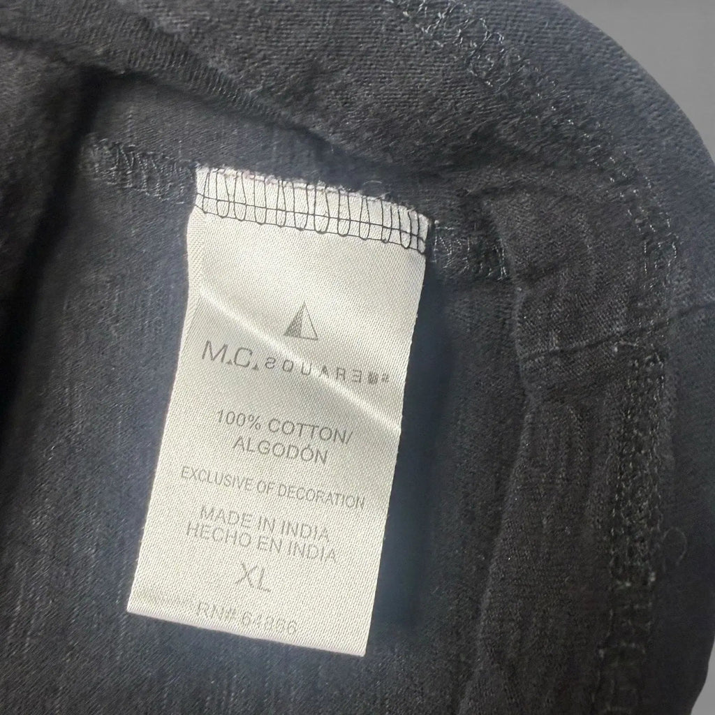 M.C.2 Black 100% Cotton V-Neck Pocket T-Shirt with Zipper Detail Size XL M.C.2