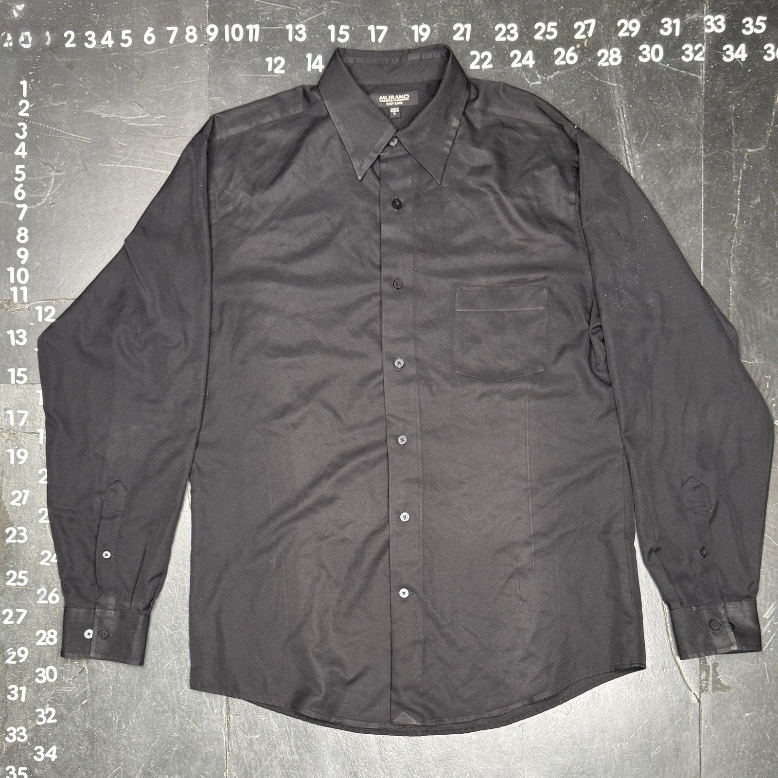 Murano Easy Care Black Long Sleeve Button Down Dress Shirt Size L