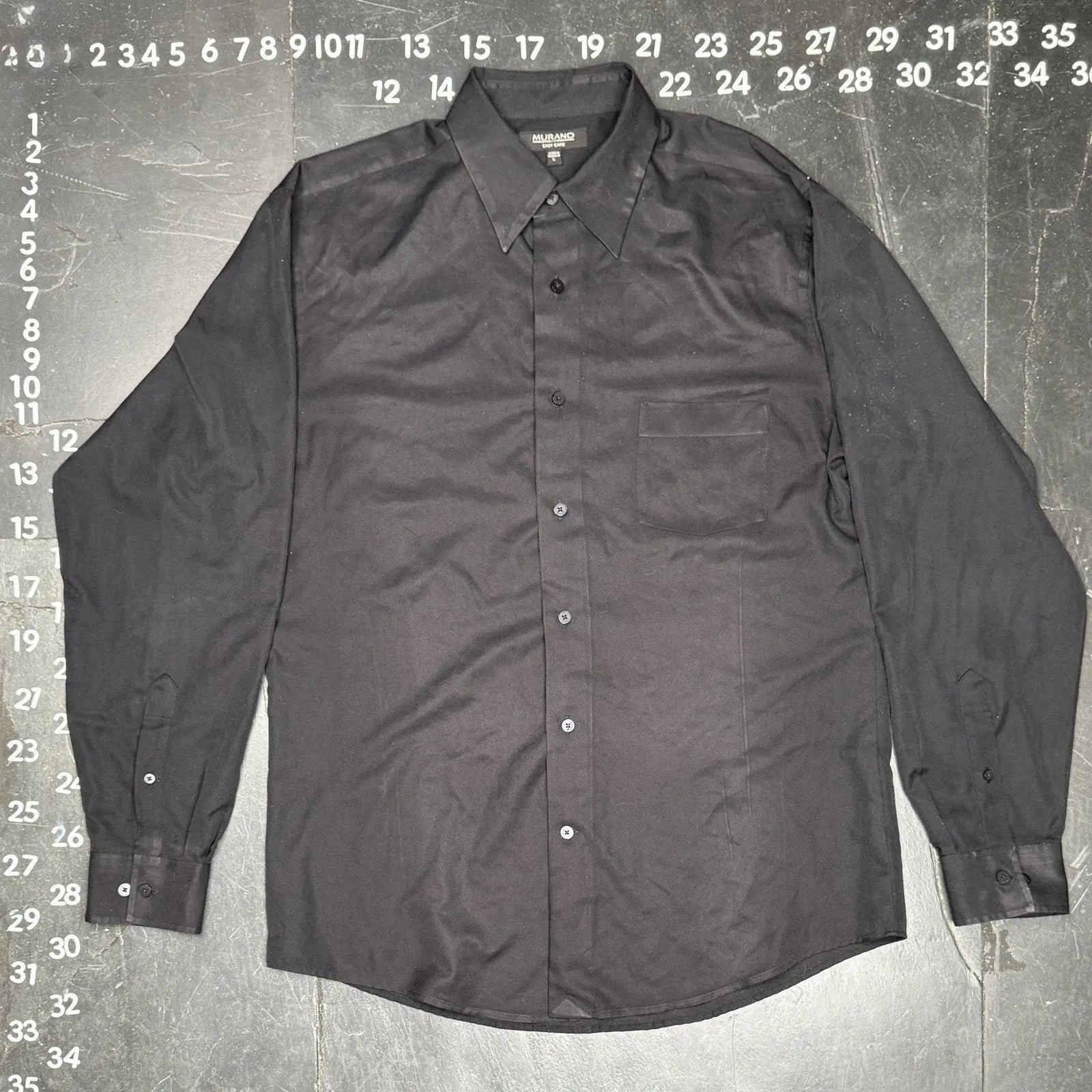 Murano Easy Care Black Long Sleeve Button Down Dress Shirt Size L Murano