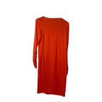 Susan Graver Liquid Knit Orange Ruched Embellished Long Sleeve Dress Susan Graver
