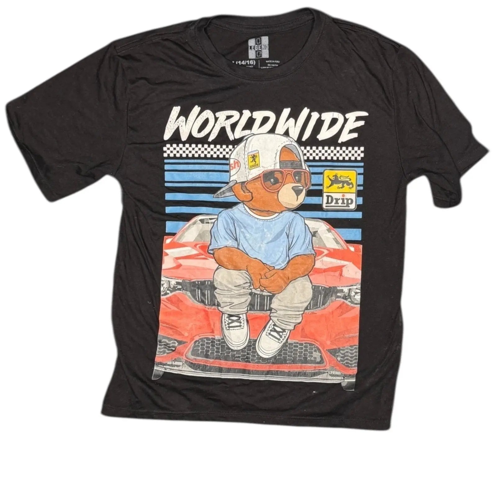 Launder Bailey OG Legend Worldwide Drip Bear Graphic T-Shirt Boy's Size 14/16 Launder + Bailey