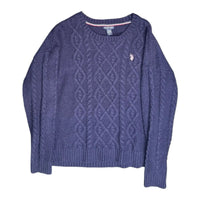 U.S. Polo Assn. Women's Cable Knit Crew Neck Sweater Navy Blue Large U.S. Polo Assn.