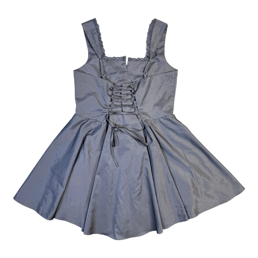 Black Sleeveless Lace Trim Corset Mini Dress Retro Stage