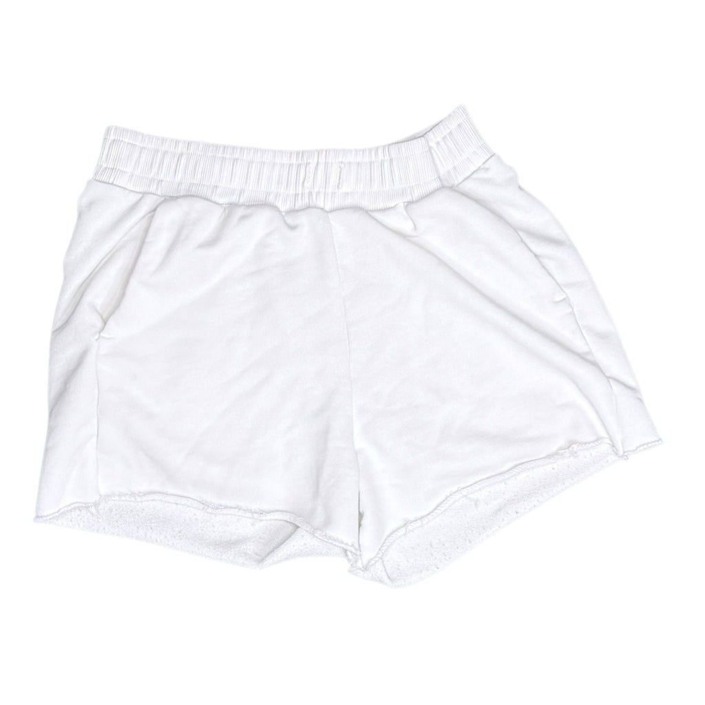 ZARA White Terry Cloth High-Waisted Raw Hem Sweat Shorts