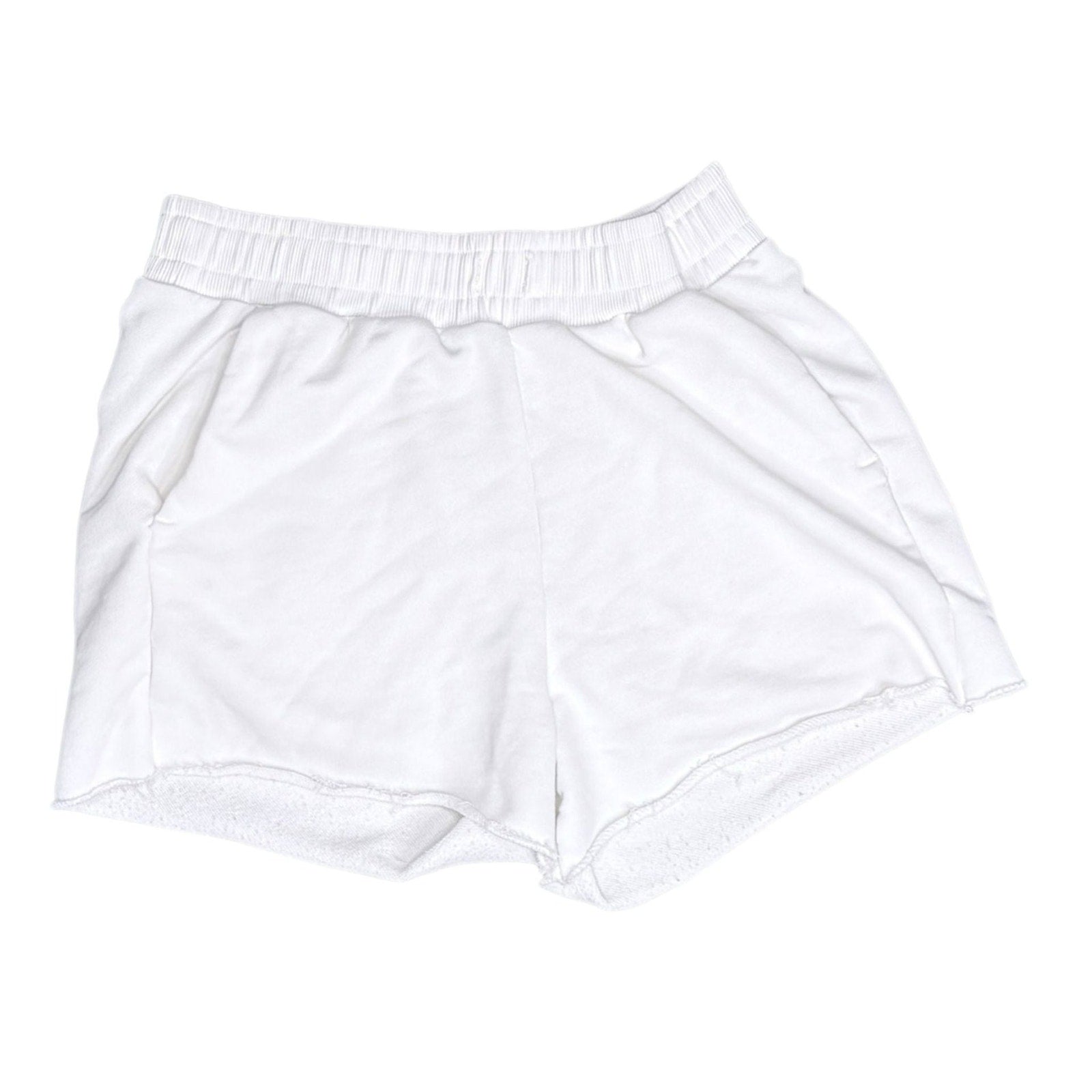 ZARA White Terry Cloth High-Waisted Raw Hem Sweat Shorts