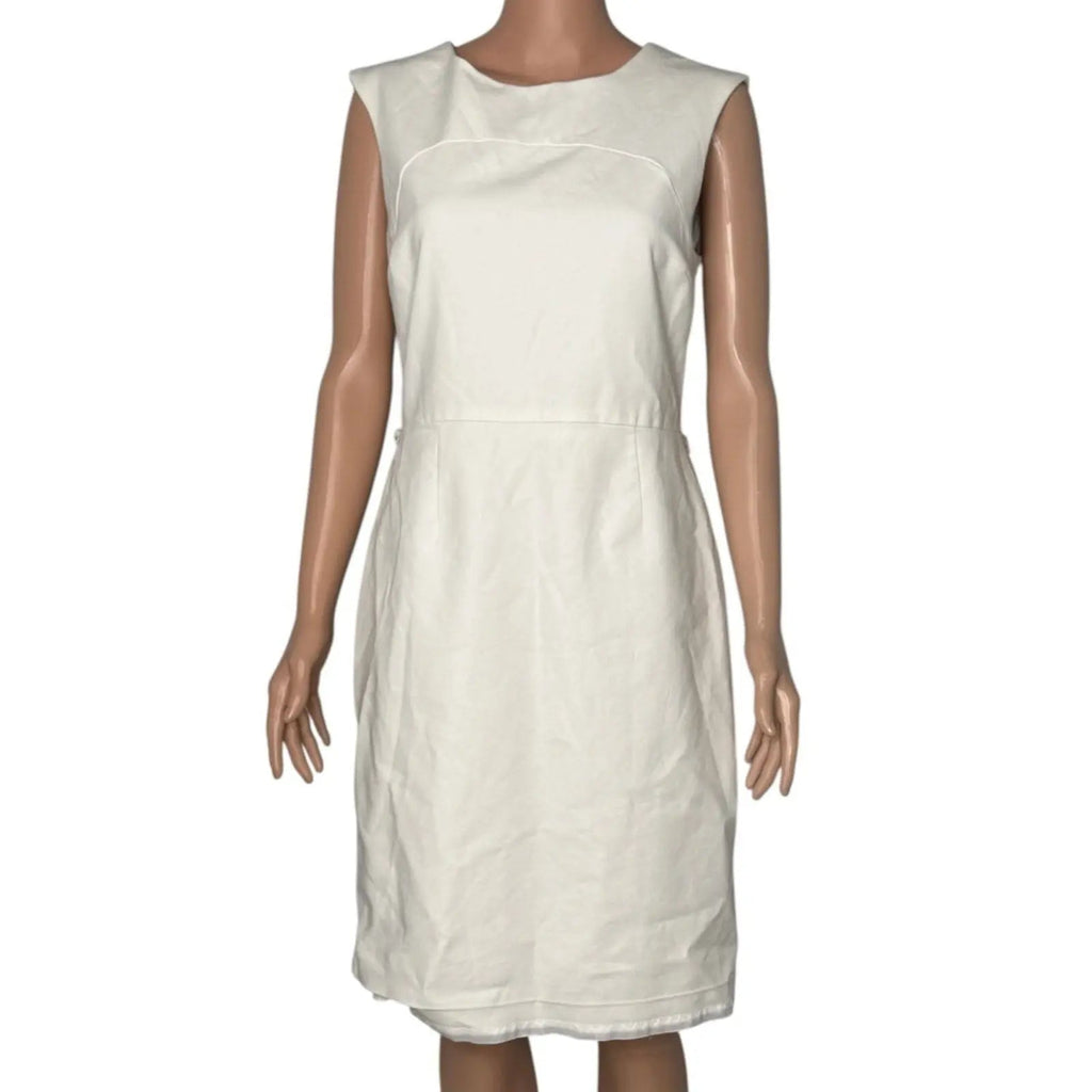 Black Republic Sleeveless Sheath Dress, Cream White Midi, Women's Size 10 Black Republic