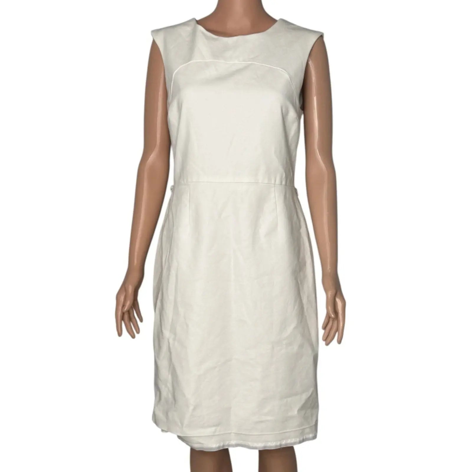 Black Republic Sleeveless Sheath Dress, Cream White Midi, Women's Size 10 Black Republic