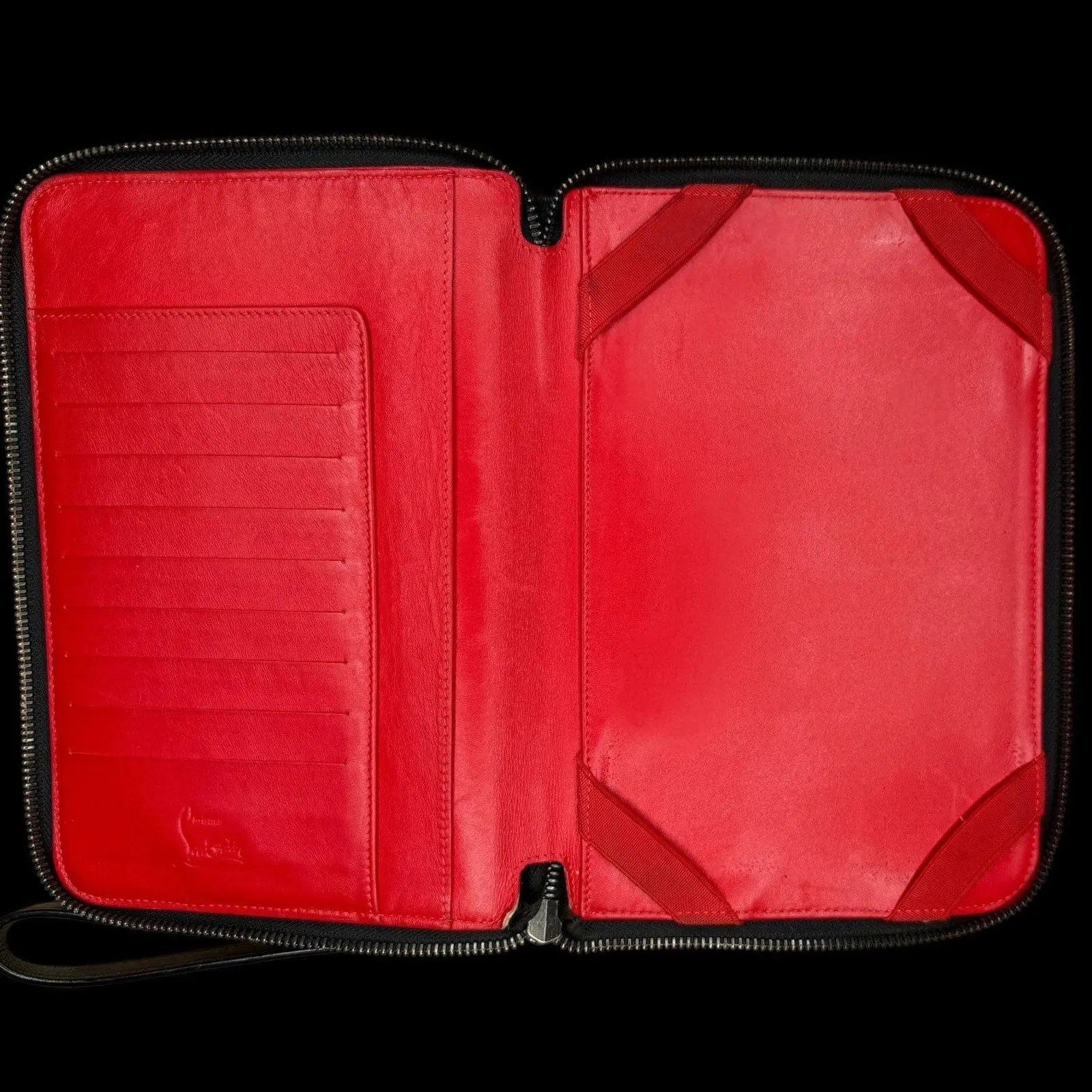 Christian Louboutin Black Spiked Leather Tablet Case Clutch Christian Louboutin