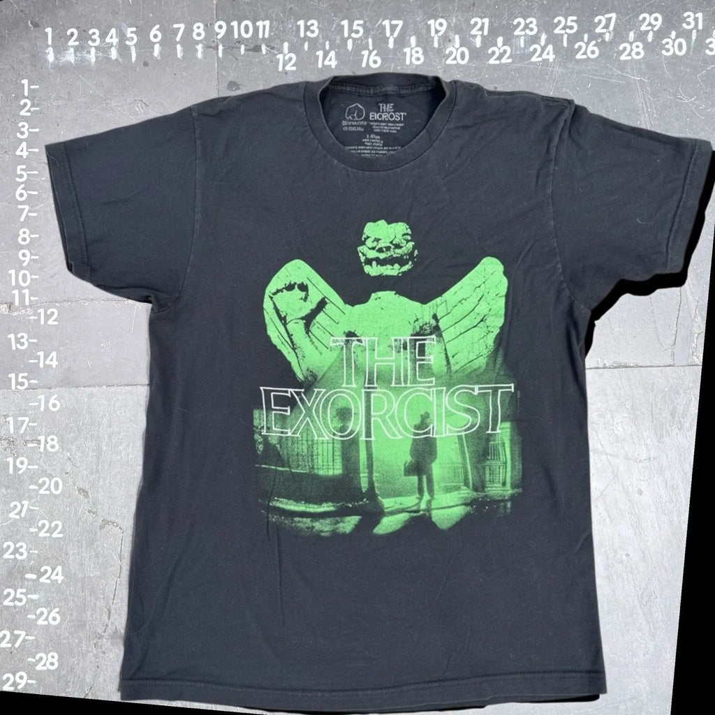 The Exorcist Men's Graphic T-Shirt Neon Green Pazuzu Statue Poster Art Black Siz The Exorcist