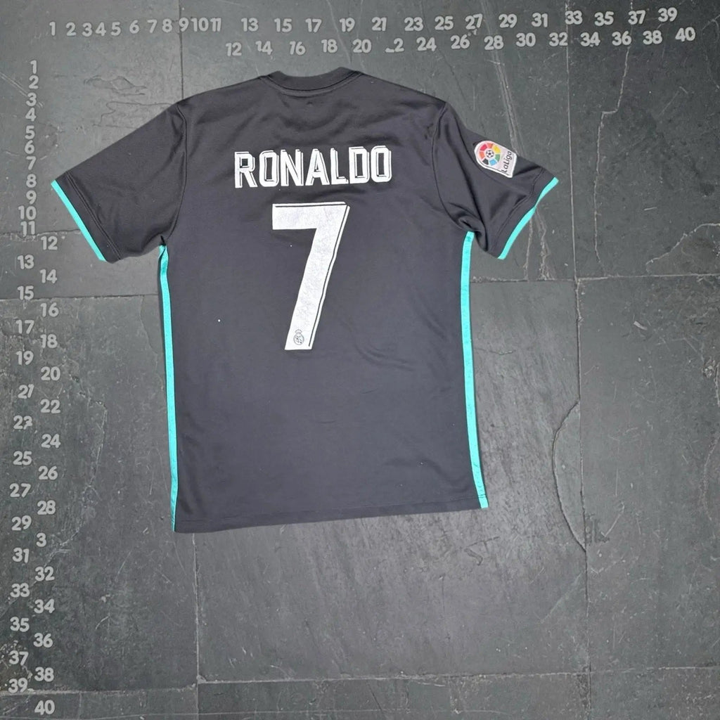 Cristiano Ronaldo Real Madrid 2017-18 Away Jersey with FIFA World Champions Patc adidas