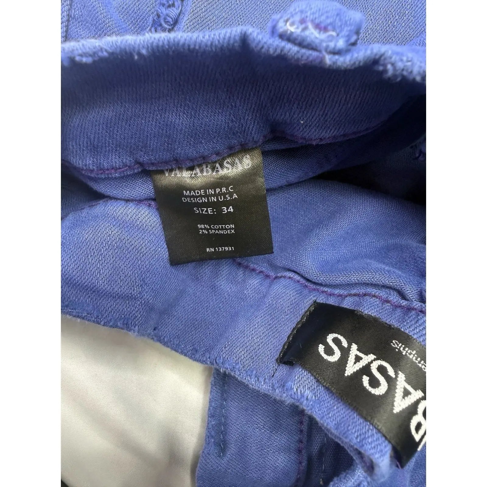 VALABASAS Royal Blue Distressed Multi-Pocket Flare Stacked Cargo Jeans VALABASAS