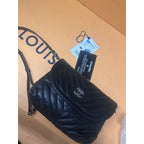Chanel Black Chevron Calfskin Small CC Pouch Bag with Chain