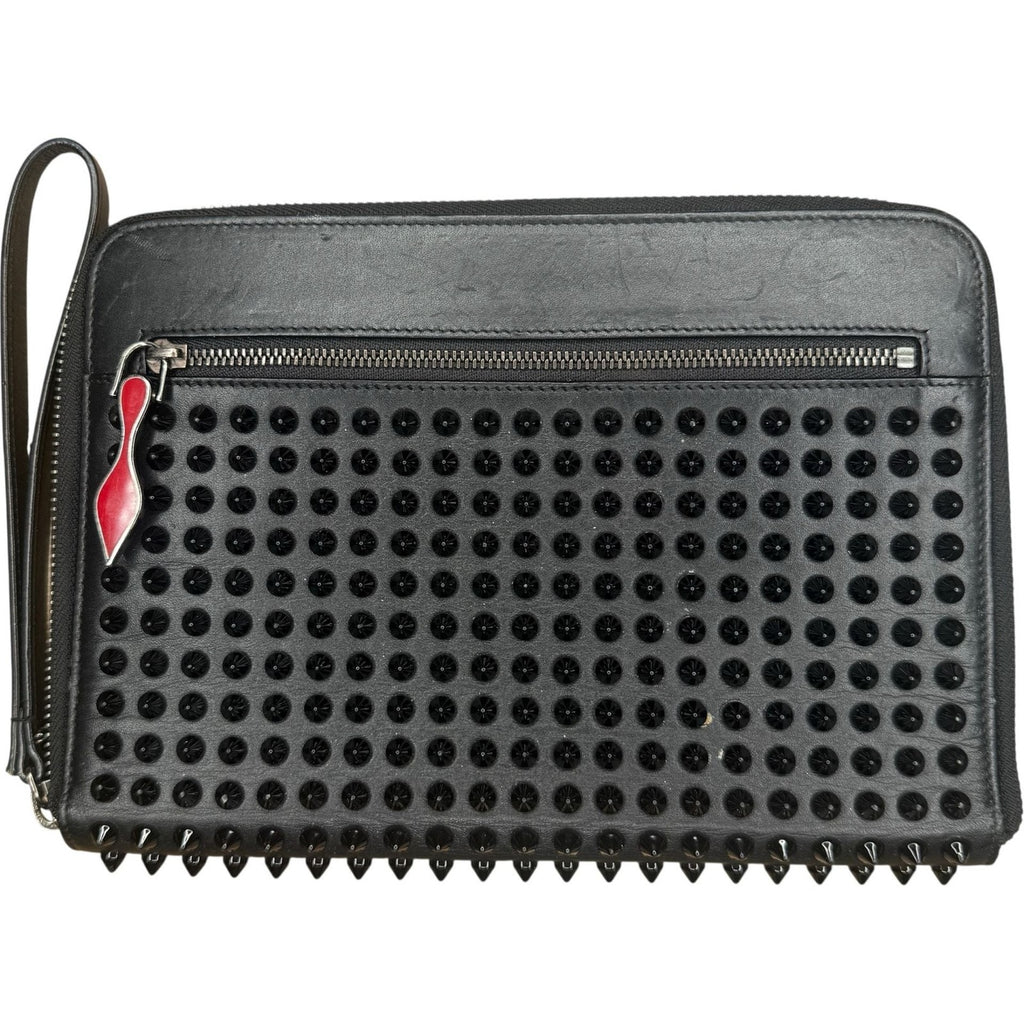 Christian Louboutin Black Spiked Leather Tablet Case Clutch