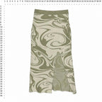 4th + Reckless Size S Green Swirl Print Knit Midi Skirt 4th + Reckless
