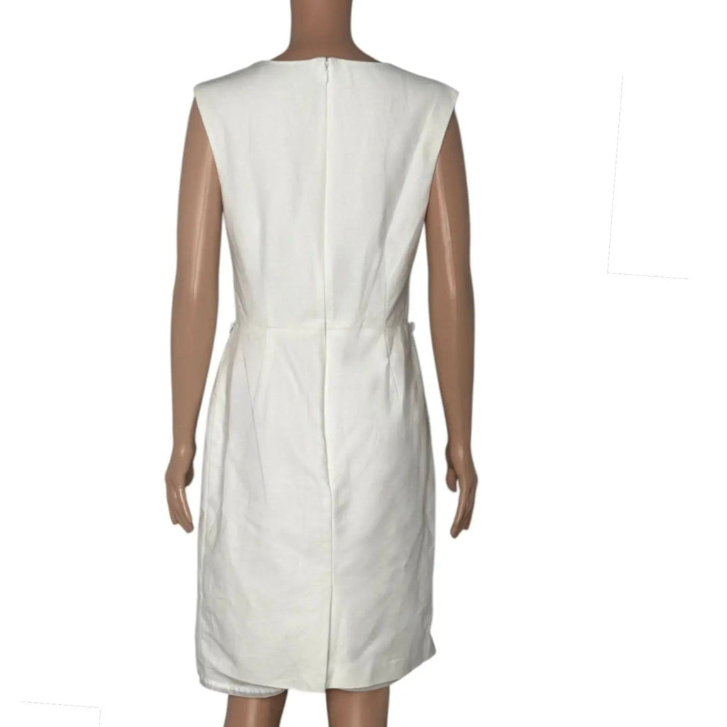Black Republic Sleeveless Sheath Dress, Cream White Midi, Women's Size 10 Black Republic