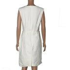 Black Republic Sleeveless Sheath Dress, Cream White Midi, Women's Size 10 Black Republic