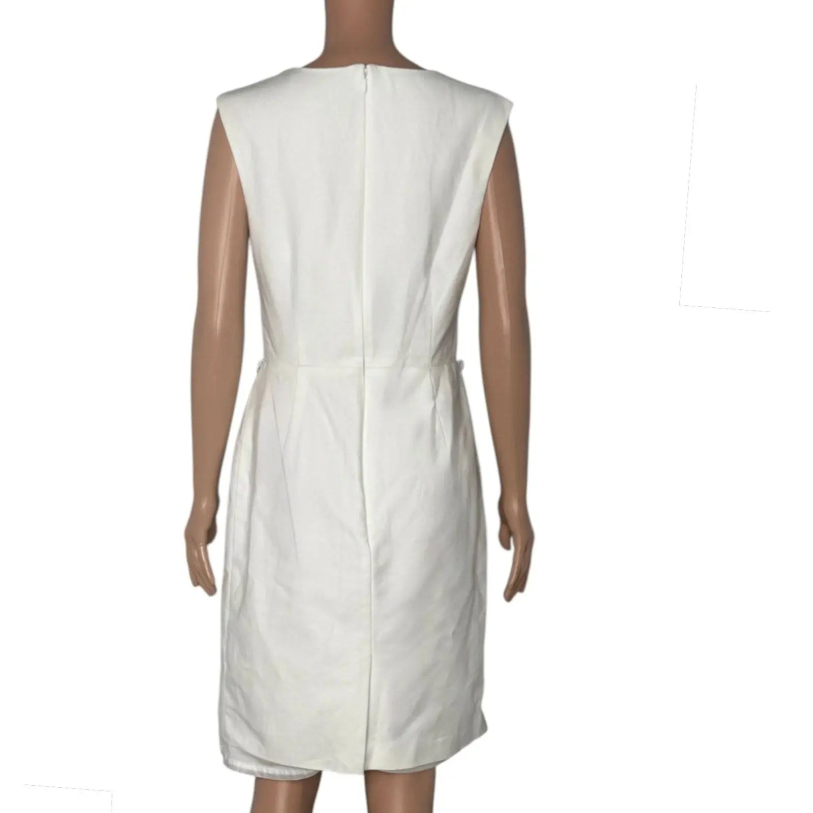 Black Republic Sleeveless Sheath Dress, Cream White Midi, Women's Size 10 Black Republic