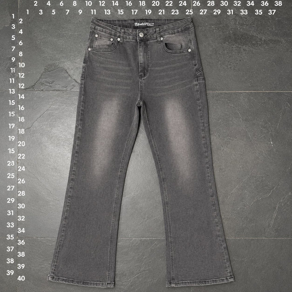 Blue Asphalt Star Back Pocket Flare Jeans Size L