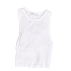 ZARA White Ribbed Racerback Crop Tank Top ZARA