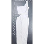 Fashion Nova White One Shoulder Cutout Belted Midi Dress Size S Fashion Nova