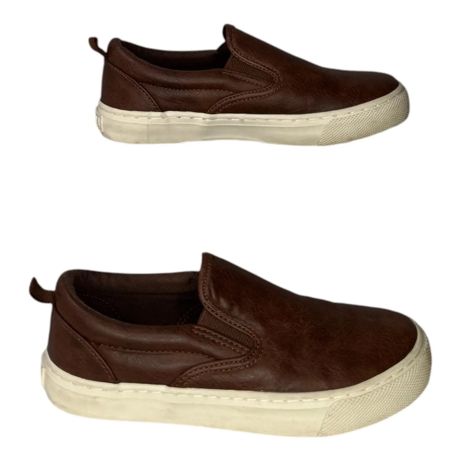 Old Navy Boys Faux-Leather Brown Slip-On Sneakers Old Navy