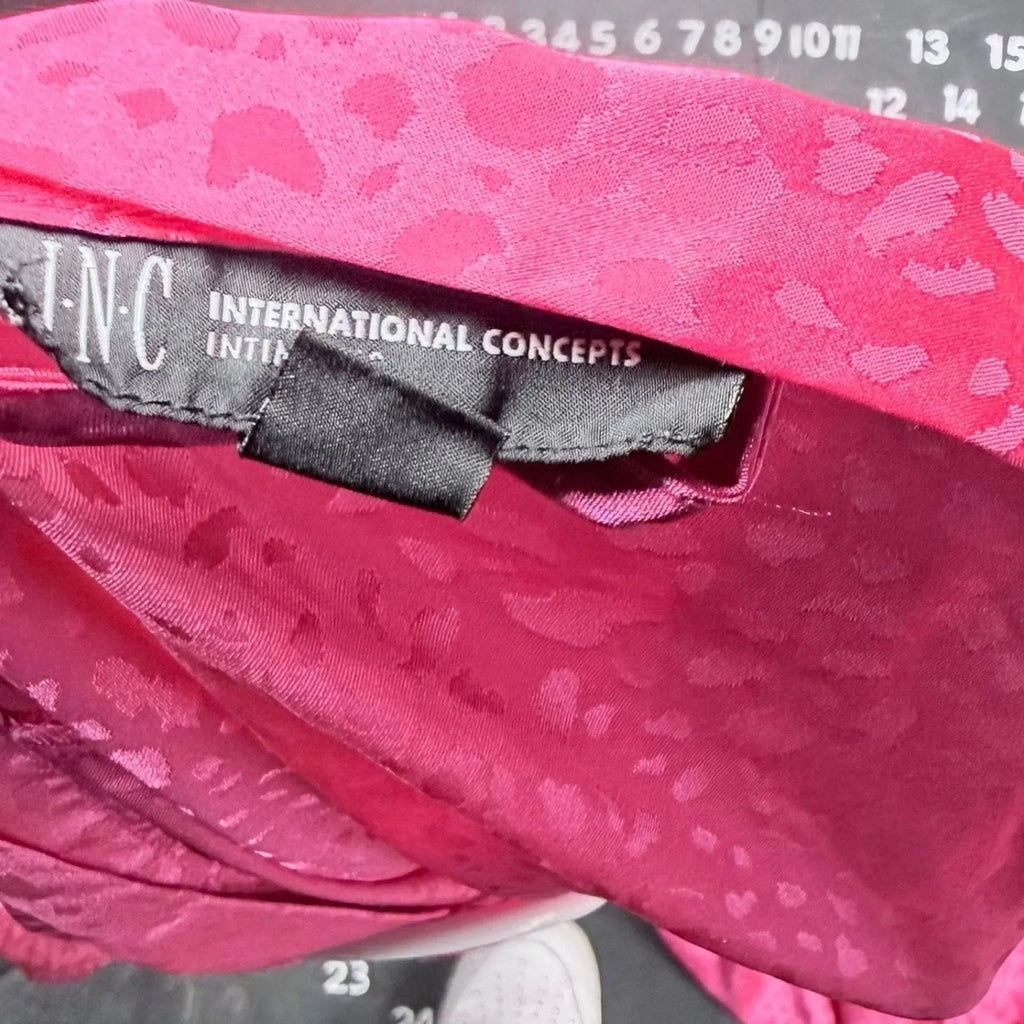 INC International Concepts Intimates Pink Animal Print Satin Long Robe Size S INC International Concepts