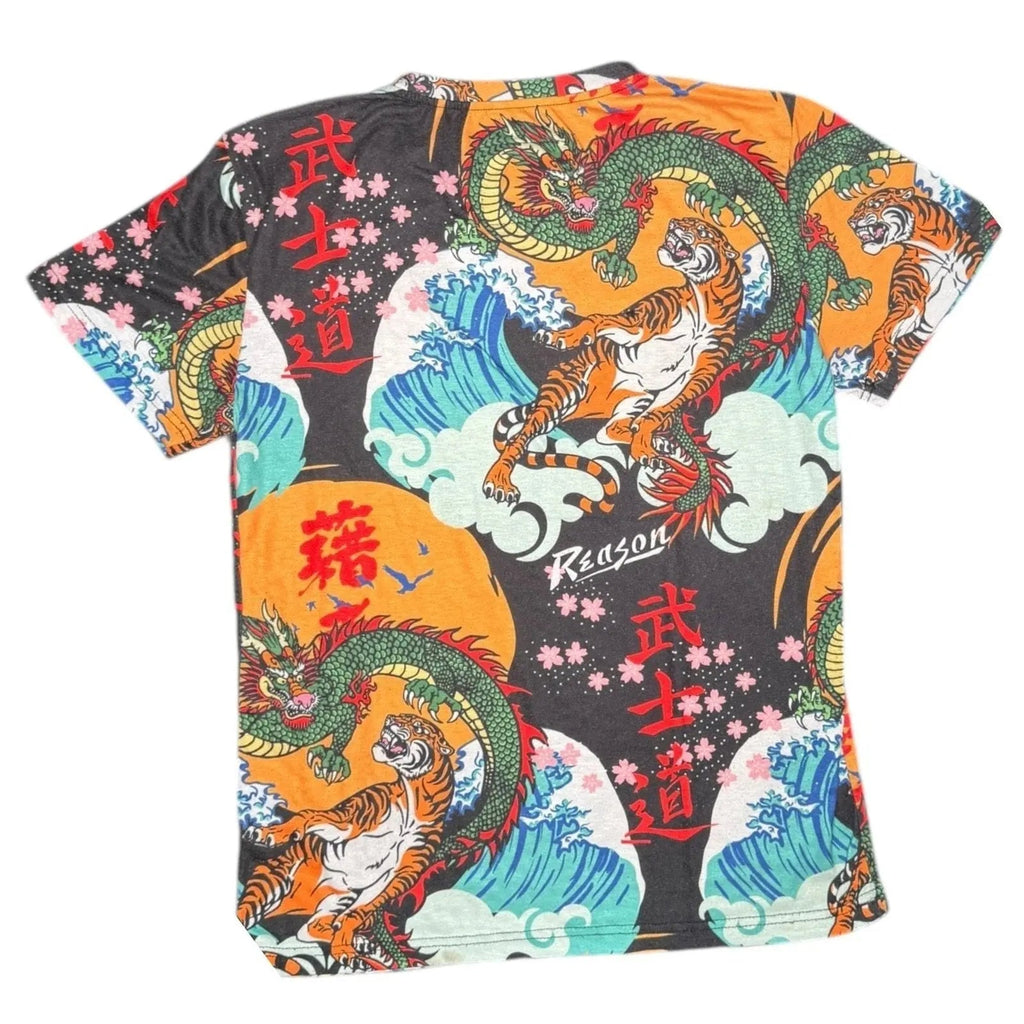 Reason Clothing Men's Dragon and Tiger All Over Print Graphic T-Shirt Reason Clothing