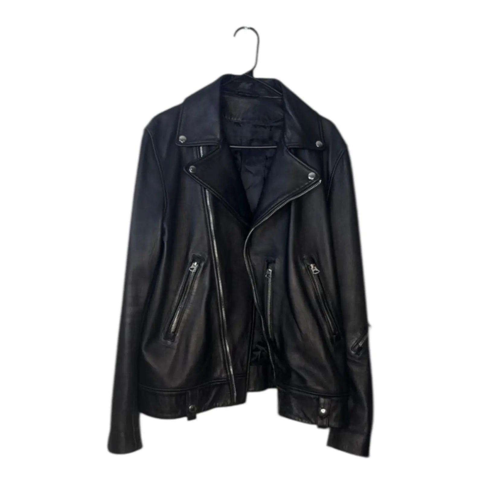 Acne Studios Nate Clean Leather Moto Biker Jacket Black Acne Studios