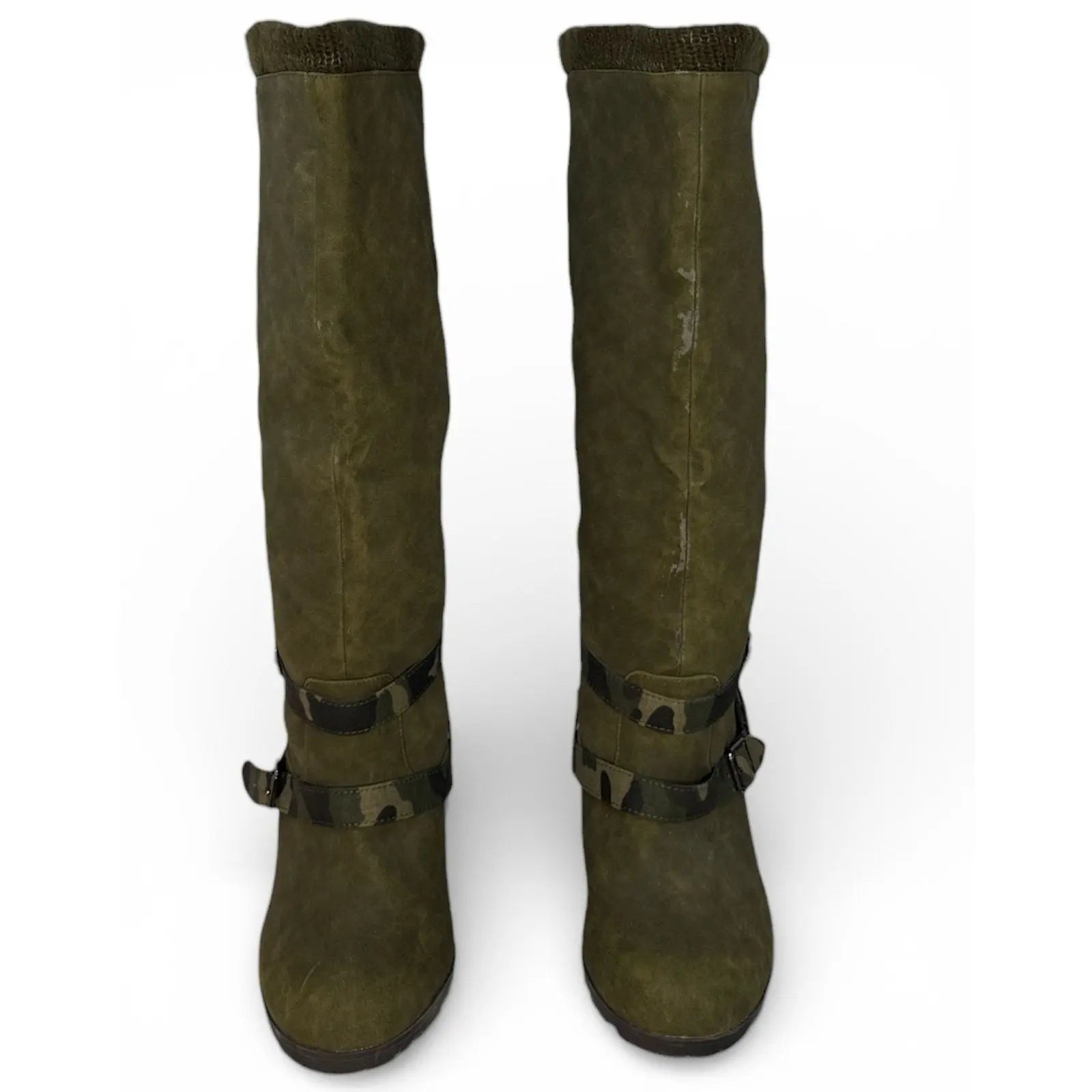 Suede Knee High Boots Green for Women for sale Unbranded