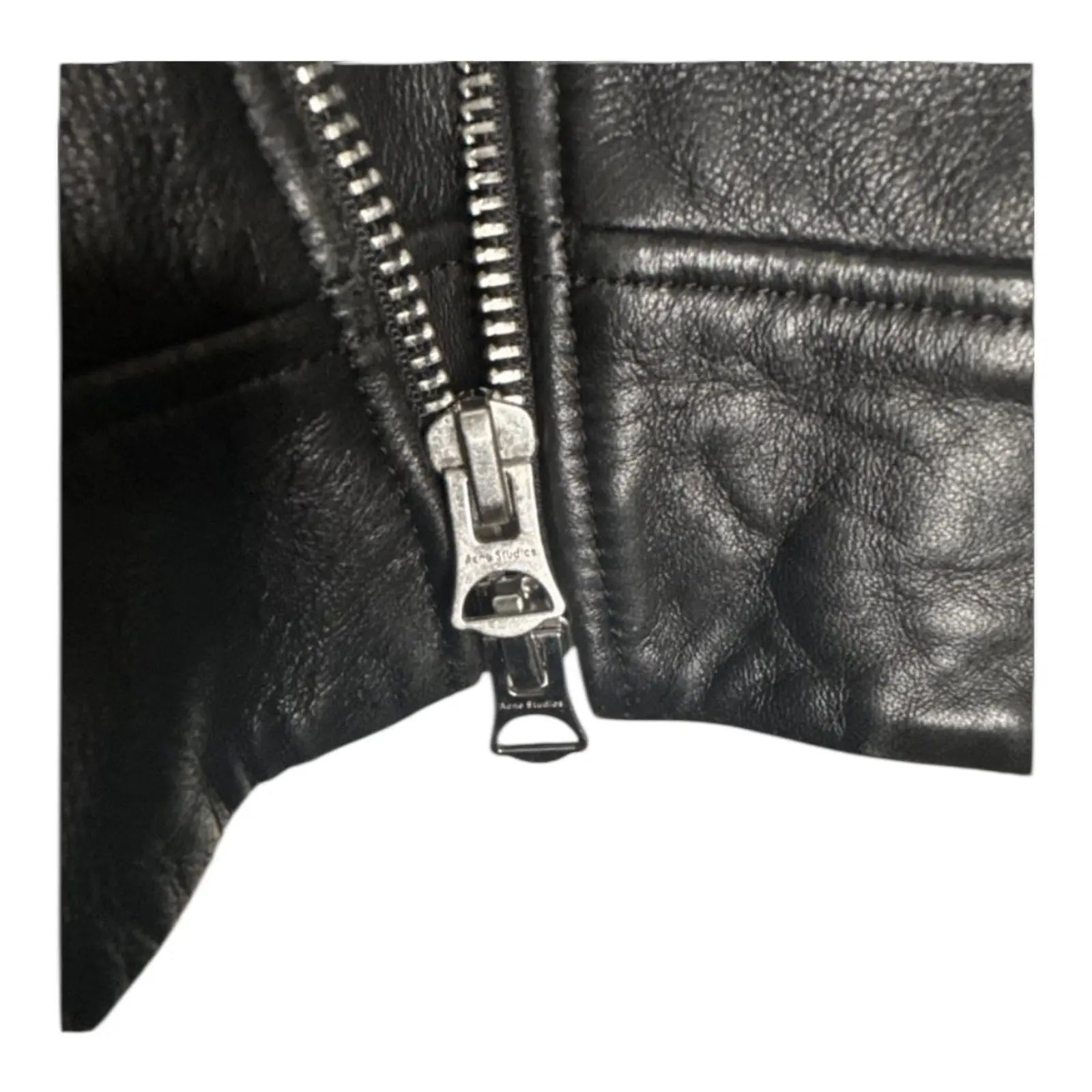 Acne Studios Nate Clean Leather Moto Biker Jacket Black Acne Studios