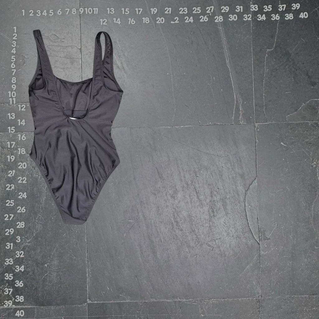 No Boundaries Women's Black One Piece High Cut Scoop Neck Swimsuit No Boundaries