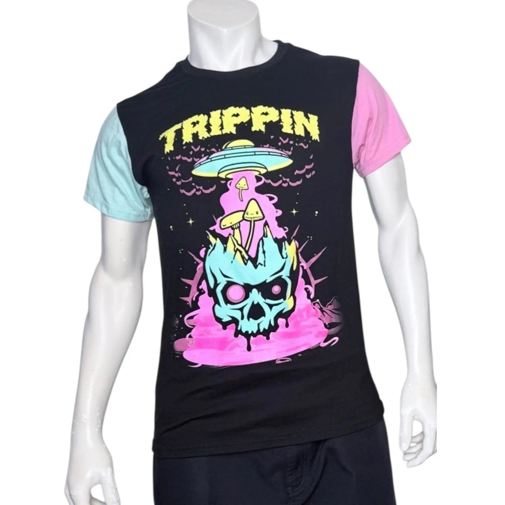 Fresh Laundry Trippin UFO Mushroom Skull Colorblock Graphic Fresh Laundry