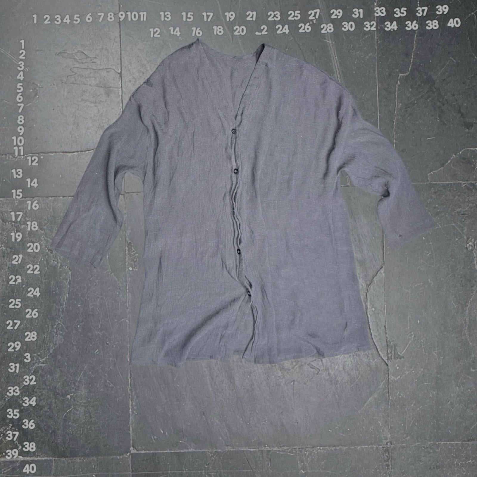J. Jill Grey Lightweight Crinkle Knit Button Front Cardigan Sweater