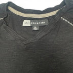 M.C.2 Black 100% Cotton V-Neck Pocket T-Shirt with Zipper Detail Size XL M.C.2
