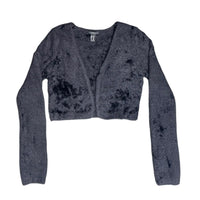Forever 21 Fuzzy Knit Cropped Open Front Cardigan in Charcoal Grey Forever 21