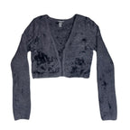 Forever 21 Fuzzy Knit Cropped Open Front Cardigan in Charcoal Grey Forever 21