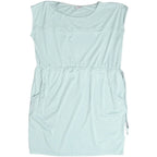 Columbia spray green sleeveless drawstring waist dress with pockets. Lightweight and breathable, perfect for casual wear or travel.
