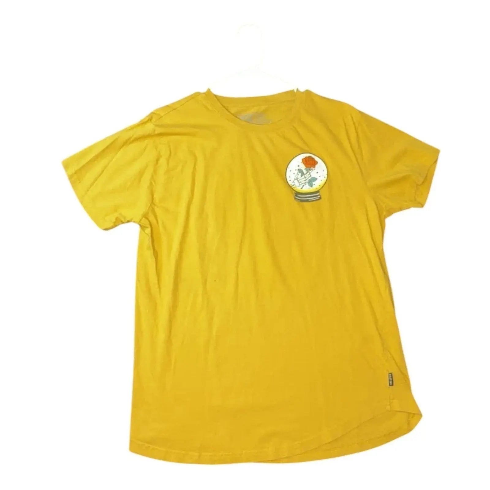 Free World Mustard Yellow Skeleton Rose Crystal Ball T-Shirt giving blooms foundation