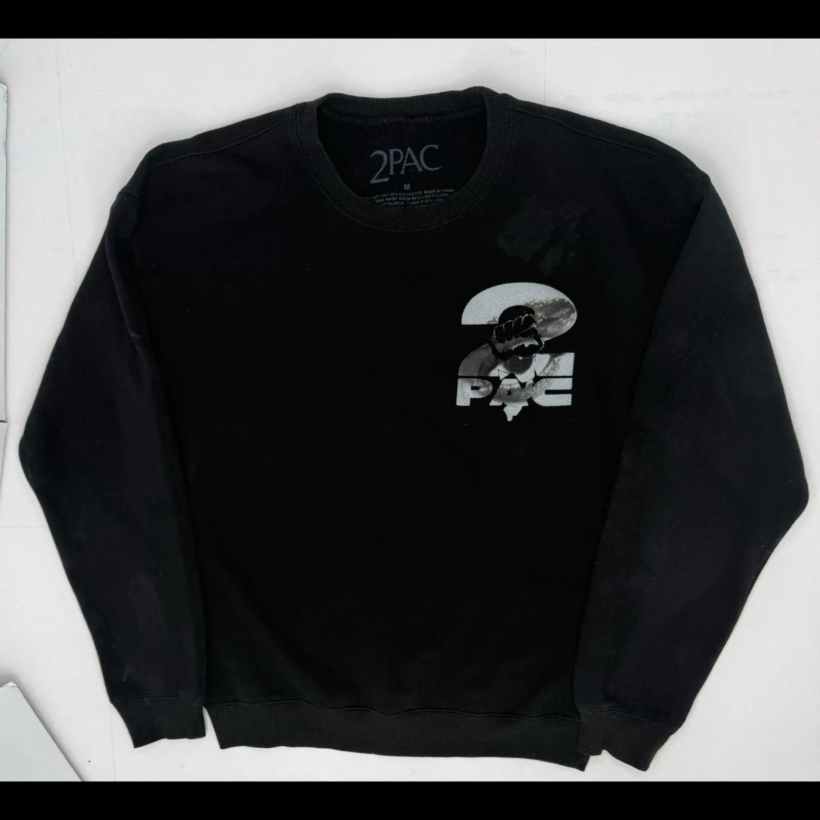 2Pac Against All Odds Black Graphic Crewneck Sweatshirt M 2Pac
