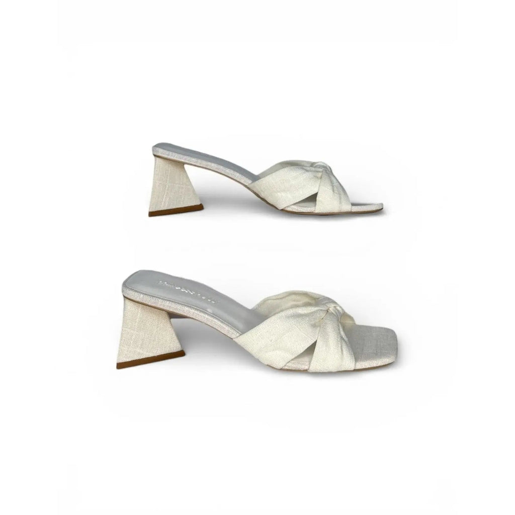 Princess Polly Brielle Knot Detail Block Heel Mules in White Princess Polly