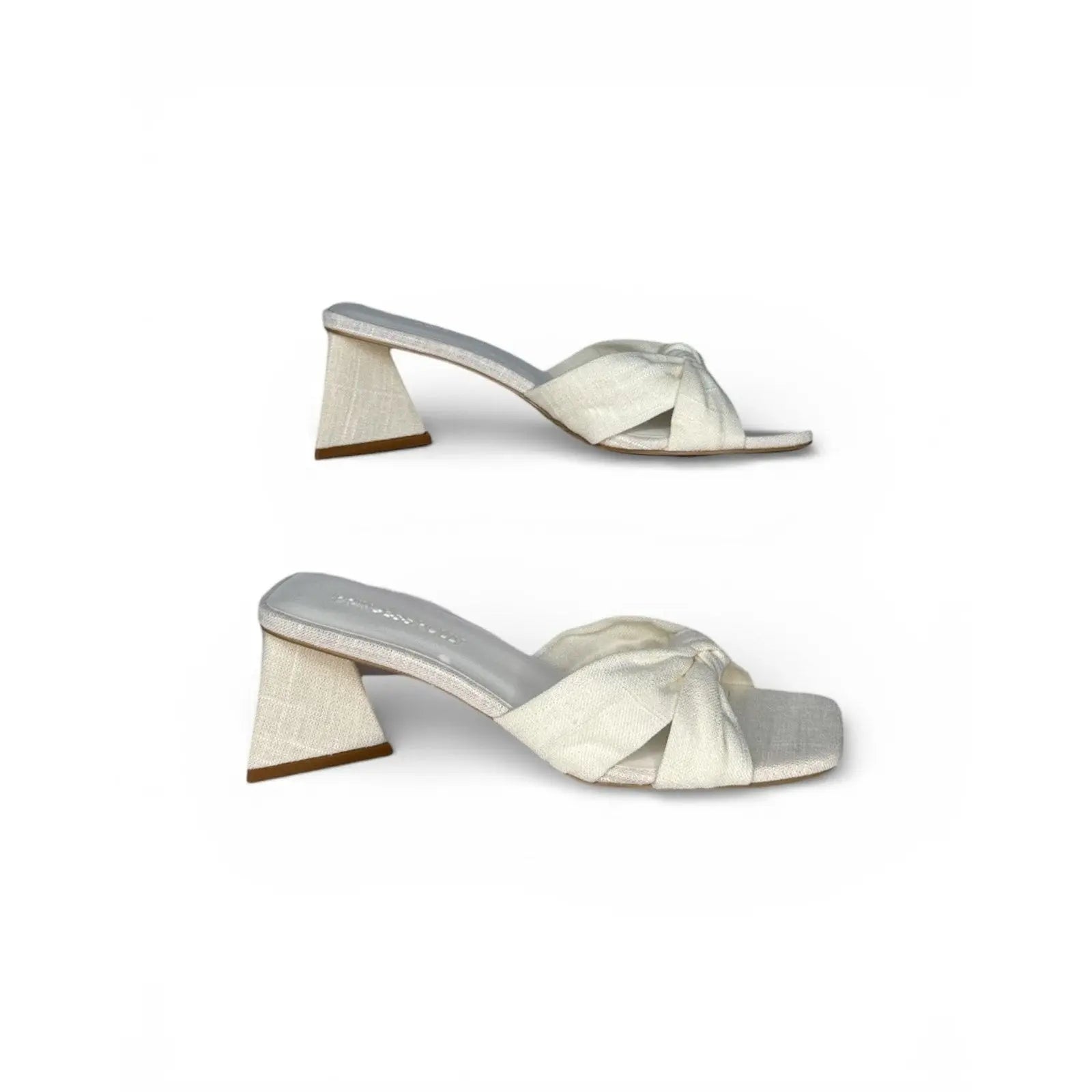 Princess Polly Brielle Knot Detail Block Heel Mules in White Princess Polly