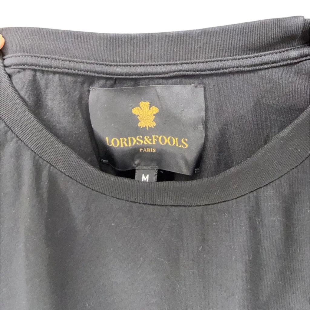Lords & Fools Paris Black Cotton T-Shirt with Chevron Rank Patch Lords & Fools