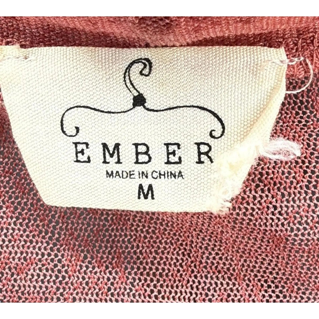 Ember Women's Dusty Rose Open Front Lace Hem Kimono Cardigan - Size M Ember
