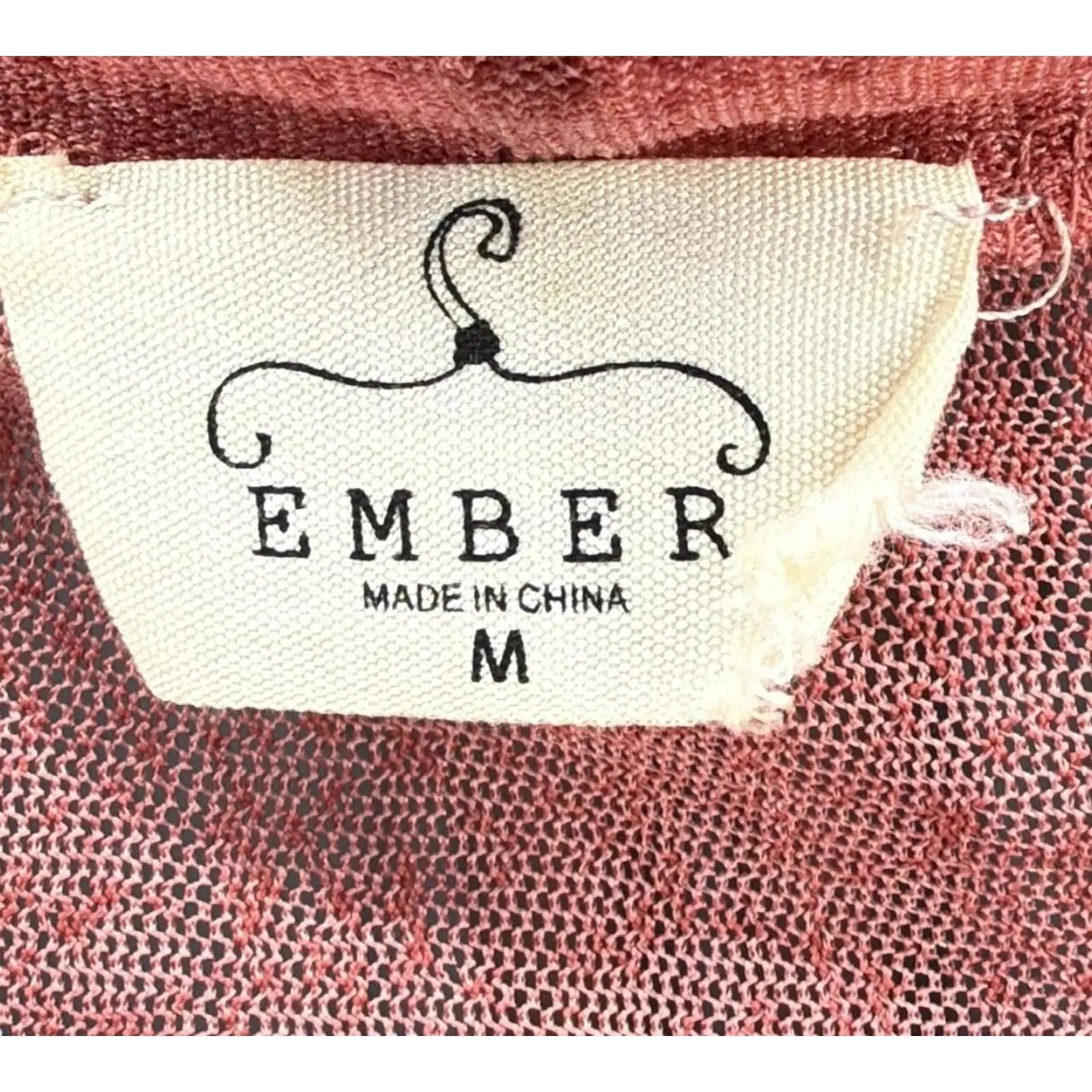 Ember Women's Dusty Rose Open Front Lace Hem Kimono Cardigan - Size M Ember